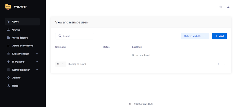 SFTPGo Admin Web UI