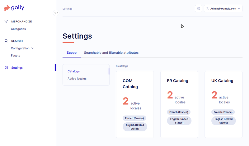 Gally Settings Dashboard