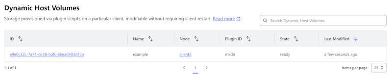 Dynamic Host Volume List